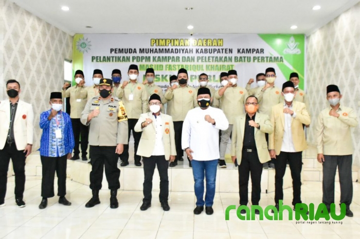 Cak Nanto hadiri Pelantikan Pemuda Muhammadiyah Kampar dan Peletakan batu Pertama Pembangunan Masjid